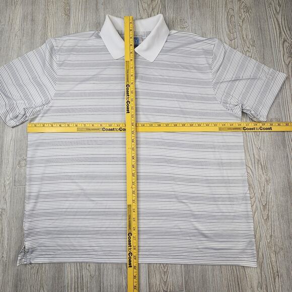 PGA Tour Polo Shirt Mens 2XL White Gray Striped Golf Performance Polyester XXL - Picture 2 of 8